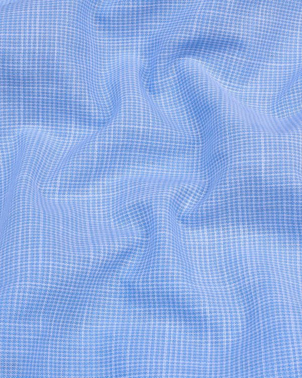 Opsin Blue Houndstooth Check Amsler Cotton Shirt