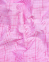 Magenta Pink Small Check Dobby Cotton Shirt