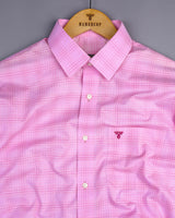 Magenta Pink Small Check Dobby Cotton Shirt