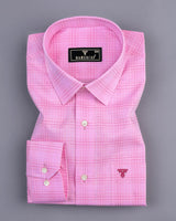 Magenta Pink Small Check Dobby Cotton Shirt