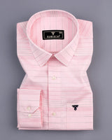 Light Peach Multicolored Weft Stripe Cotton Shirt