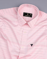 Light Peach Multicolored Weft Stripe Cotton Shirt