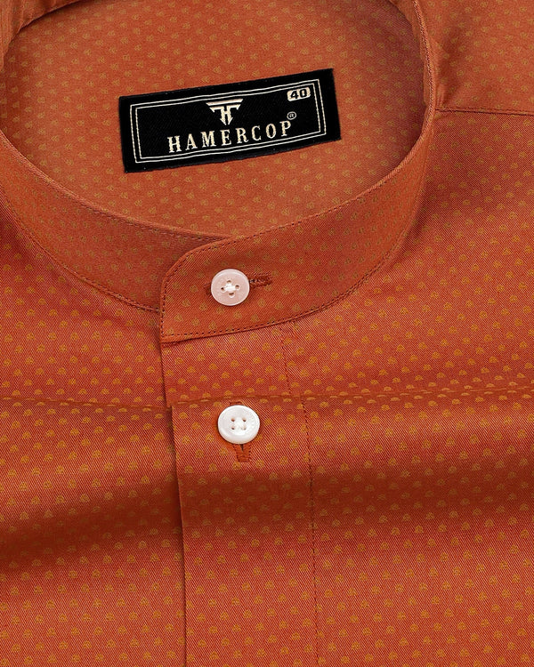 Carrot Orange Dot Printed Premium Cotton Shirt