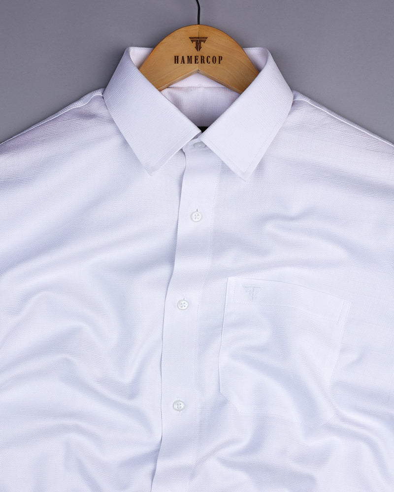 Crane White Self Check Dobby Cotton Solid Shirt