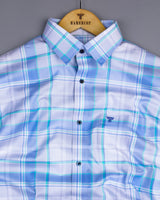 Turin Blue With White Twill Check Cotton Shirt