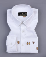 Brown ToyTrain Printed Jacquard White Gizza Shirt