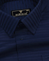 NavyBlue Self Weft Stripe Dobby Cotton Formal Shirt