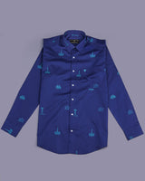 Blue Wonder Jacquard Printed Premium Gizza Cotton Shirt