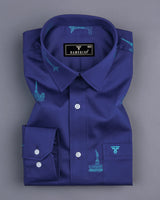 Blue Wonder Jacquard Printed Premium Gizza Cotton Shirt