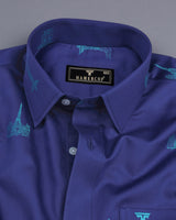 Blue Wonder Jacquard Printed Premium Gizza Cotton Shirt