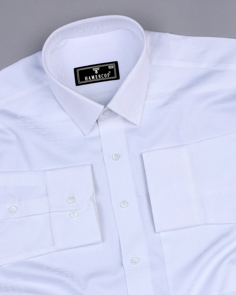 Precious White Jacquard Printed Premium Giza Cotton Shirt