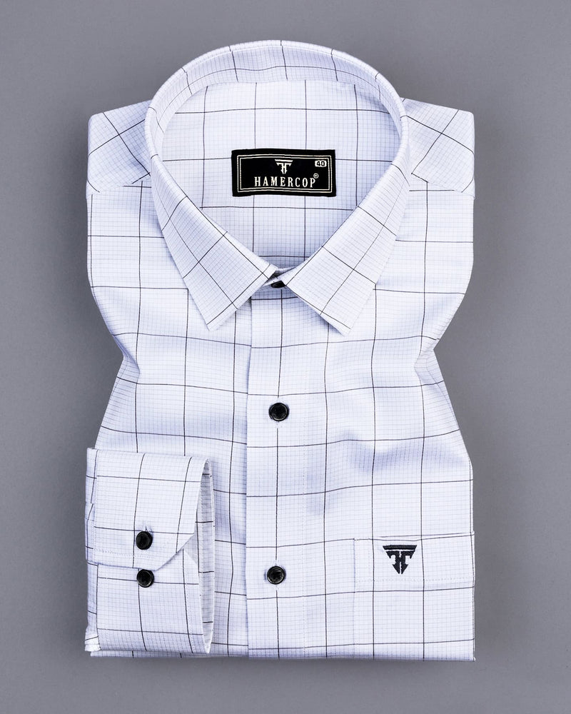 Aroma Gray With White Graph Check Premium Giza Shirt