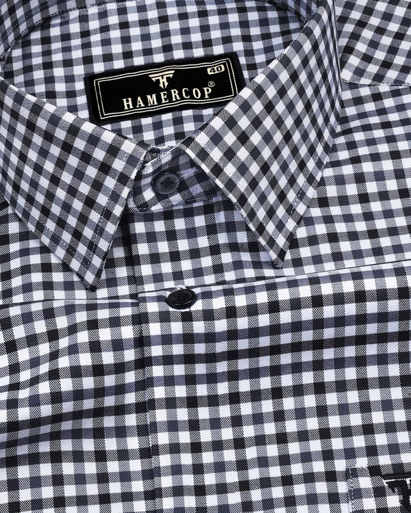 Cadet Gray Twill Check Premium Cotton Shirt