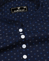 Vortex Blue Small Dot Poplin Printed Shirt Style Kurta