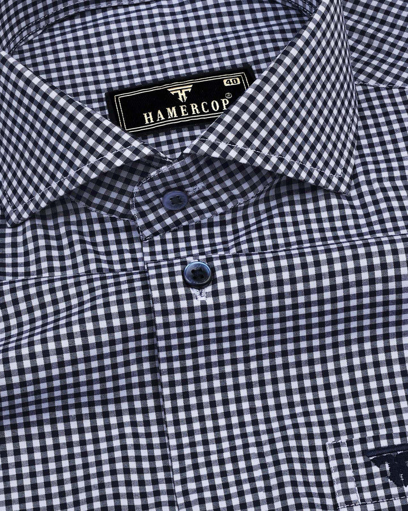 Exotic NavyBlue With White Yarn Dyed Check Cotton Shirt