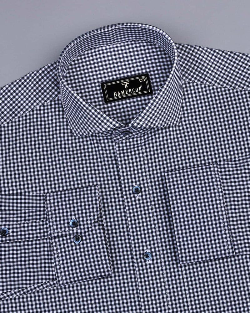 Exotic NavyBlue With White Yarn Dyed Check Cotton Shirt