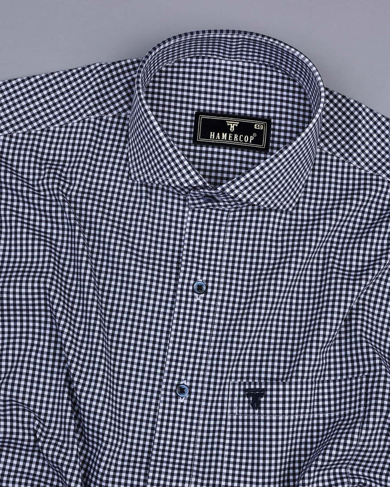 Exotic NavyBlue With White Yarn Dyed Check Cotton Shirt