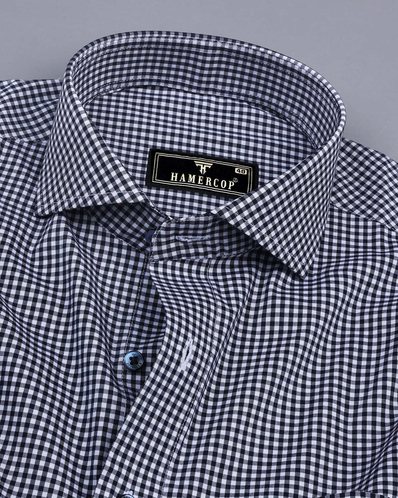 Exotic NavyBlue With White Yarn Dyed Check Cotton Shirt