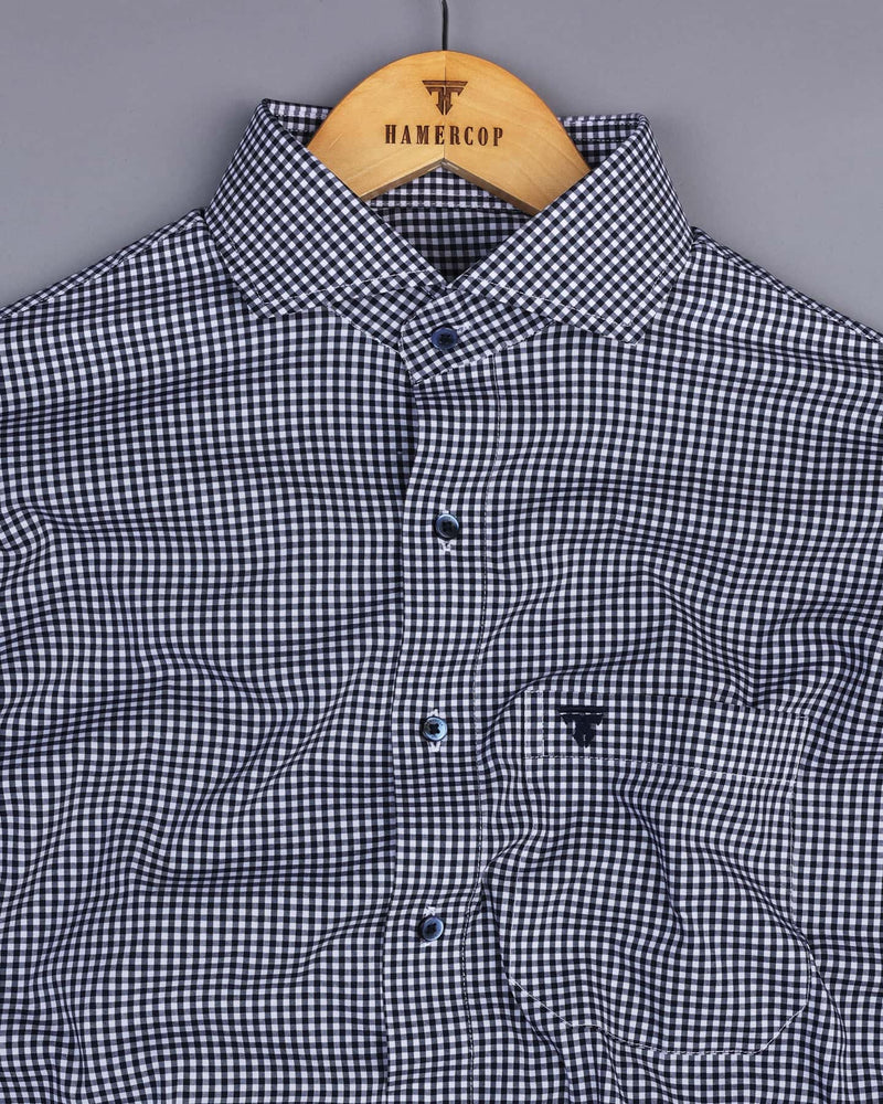 Exotic NavyBlue With White Yarn Dyed Check Cotton Shirt