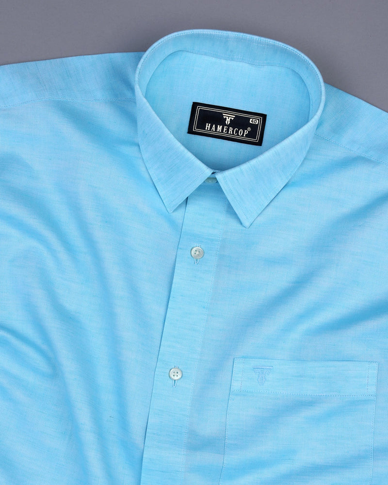 Osaka AquaBlue Luxurious Linen Cotton Formal Shirt