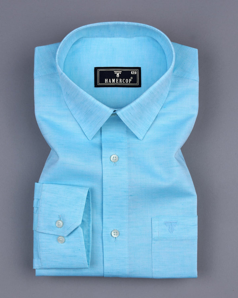 Osaka AquaBlue Luxurious Linen Cotton Formal Shirt