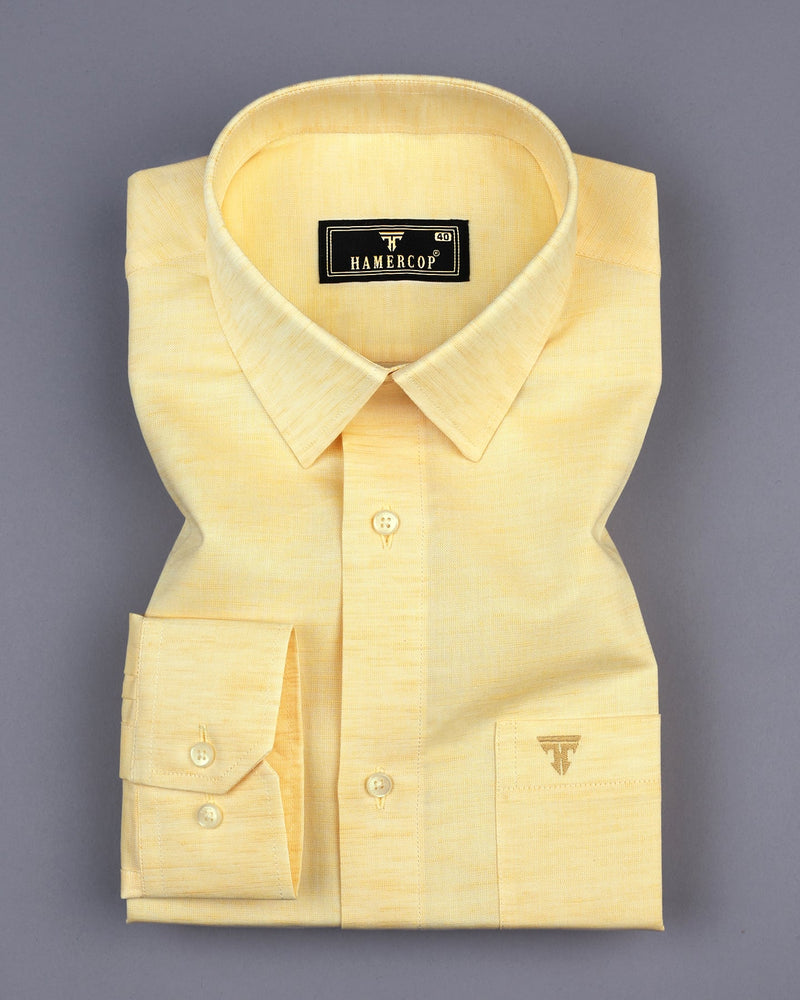 Osaka Yellow Luxurious Linen Formal Cotton Shirt