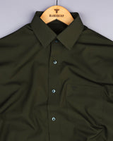 Methoni Green Soft Touch Satin Premium Cotton Shirt