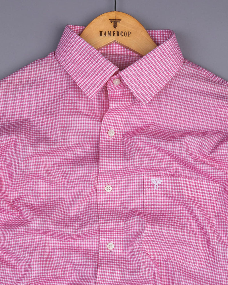 Ultra Pink With White Small Check Cotton Shirt