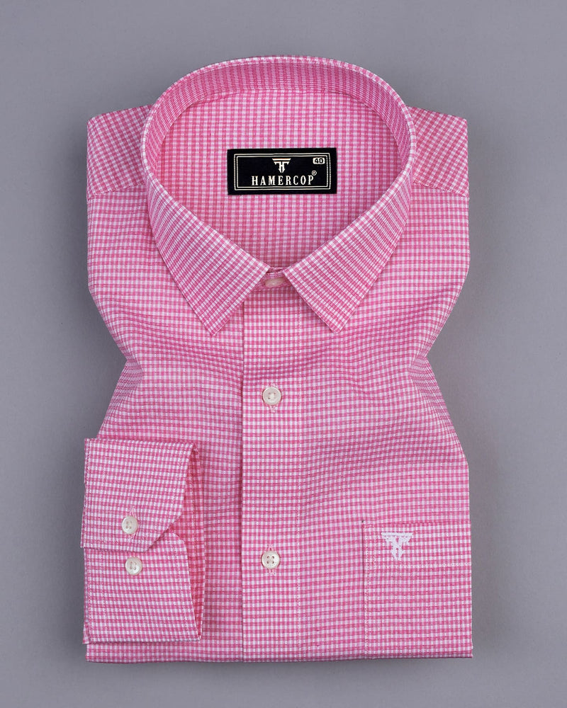 Ultra Pink With White Small Check Cotton Shirt