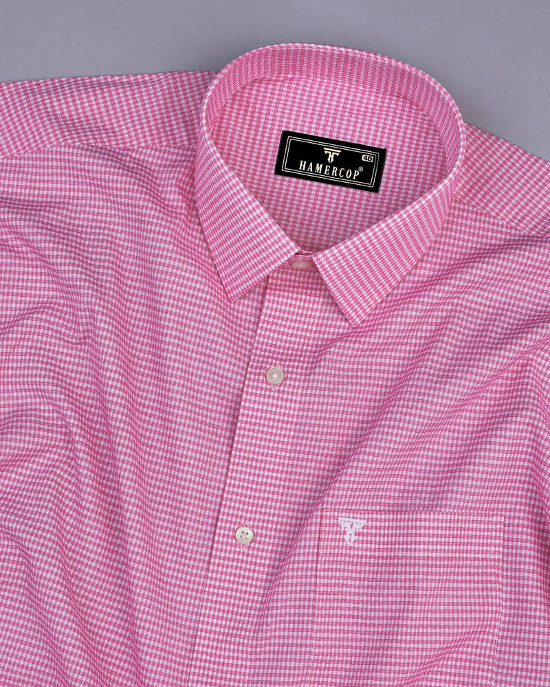 Ultra Pink With White Small Check Cotton Shirt