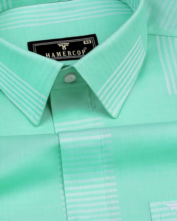 Closter Mint Green With Box Pattern Premium Cotton Shirt