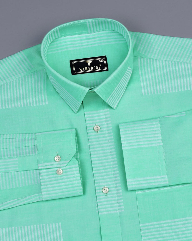 Closter Mint Green With Box Pattern Premium Cotton Shirt