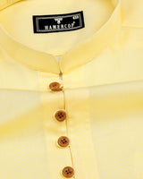 Lime Yellow Dobby Cotton Shirt Style Kurta