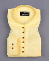 Lime Yellow Dobby Cotton Shirt Style Kurta