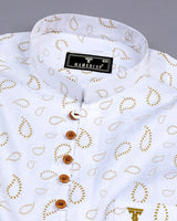 Kenora Cream With White Paisley Printed Satin Shirt Style Kurta