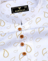 Kenora Cream With White Paisley Printed Satin Shirt Style Kurta