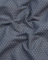 Gray With White Small Polka Dot Printed Designer Cotton Shirt