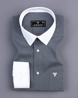 Gray With White Small Polka Dot Printed Designer Cotton Shirt