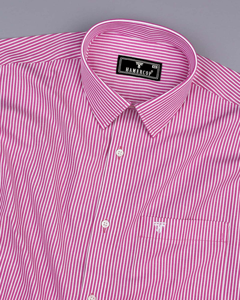 Tetra Pink With White Bengal Stripe Cotton Shirt