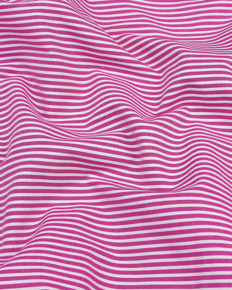 Tetra Pink With White Bengal Stripe Cotton Shirt