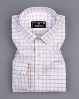 Odeta Cream With White Twill Check Premium Giza Shirt