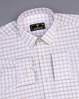 Odeta Cream With White Twill Check Premium Giza Shirt