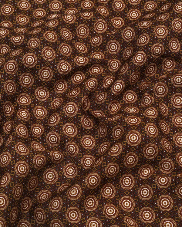 Sepon Brown Sand Suzani Printed Cotton Shirt