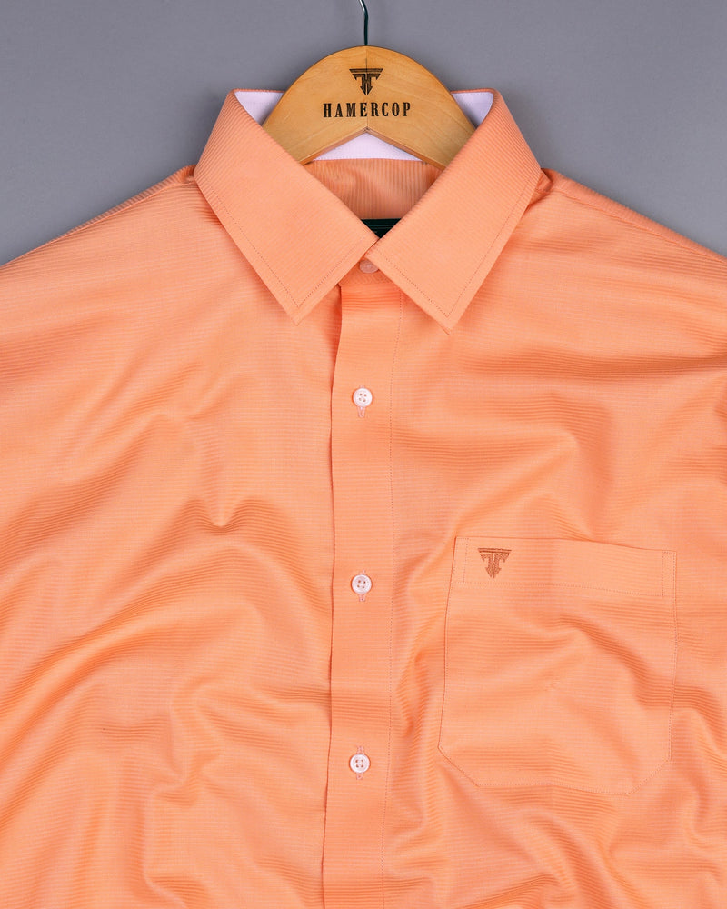 Hilton Orange Self Weft Stripe Dobby Cotton Designer Shirt