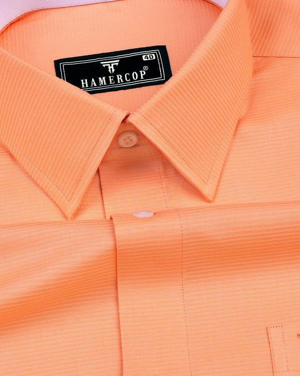 Hilton Orange Self Weft Stripe Dobby Cotton Designer Shirt