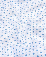 Skyblue With White Small Paisely Printed Dobby Cotton Shirt