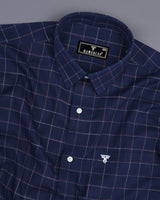 Harbin Blue With White And Red Check Amsler Linen Shirt