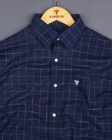 Harbin Blue With White And Red Check Amsler Linen Shirt