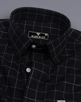 Bloro Black With White Thread Check Amsler Linen Shirt