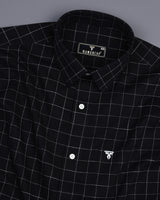 Bloro Black With White Thread Check Amsler Linen Shirt